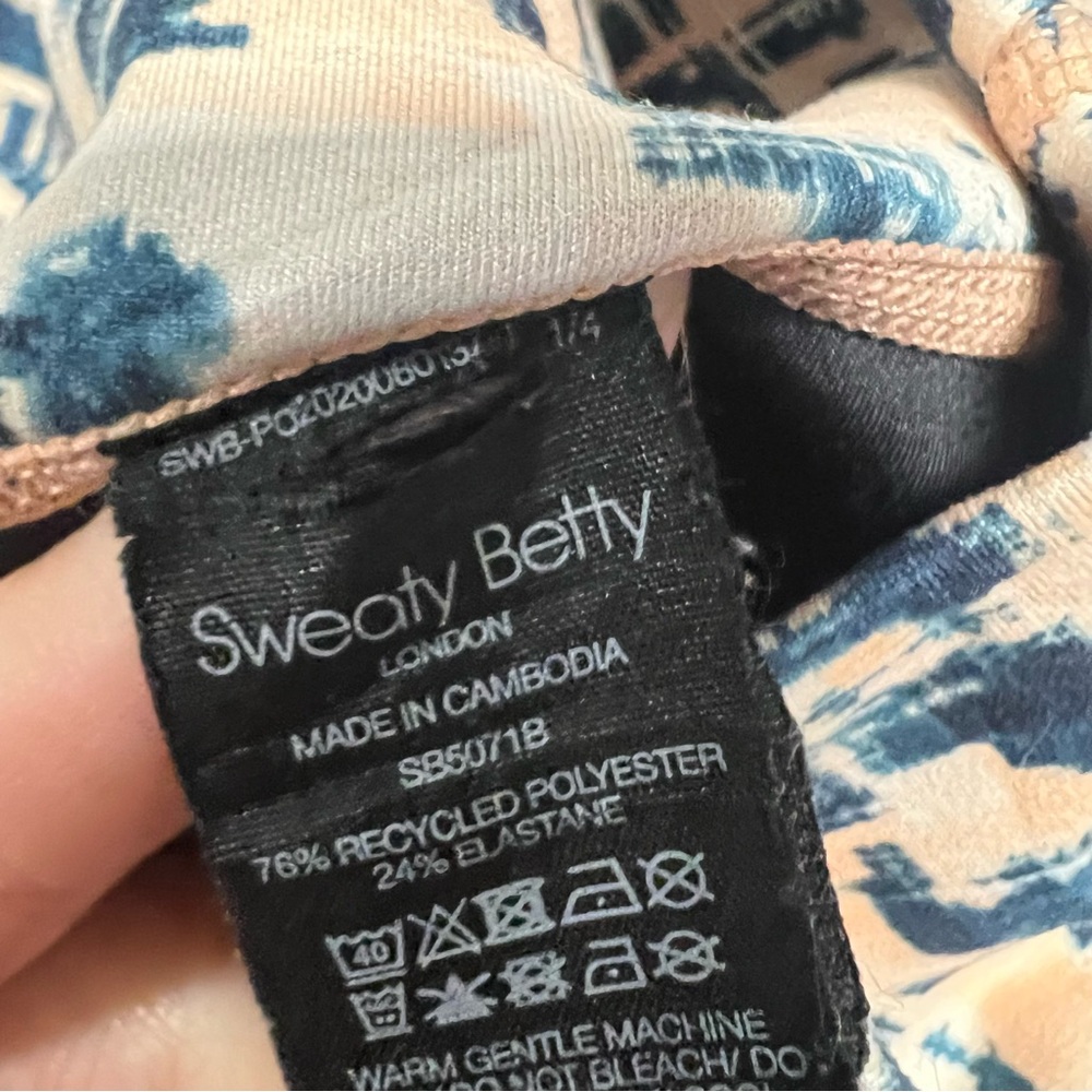 Sweaty Betty Leggings Small Super Sculpt 7/8 Length Pink Blue Abstract Print - Picture 7 of 8
